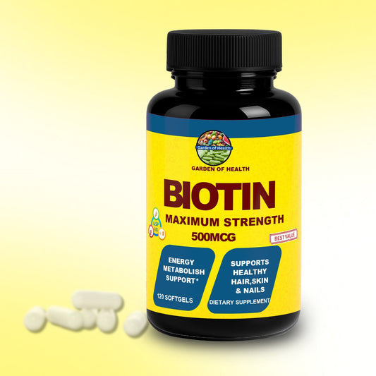 Garden of Health Biotin Maximum Strength 500mcg – Hair, Skin & Nail Support (120 Capsules)