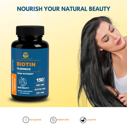 Garden of Health Biotin 10,000mcg – High Potency Hair, Skin & Nail Support (150 Count)
