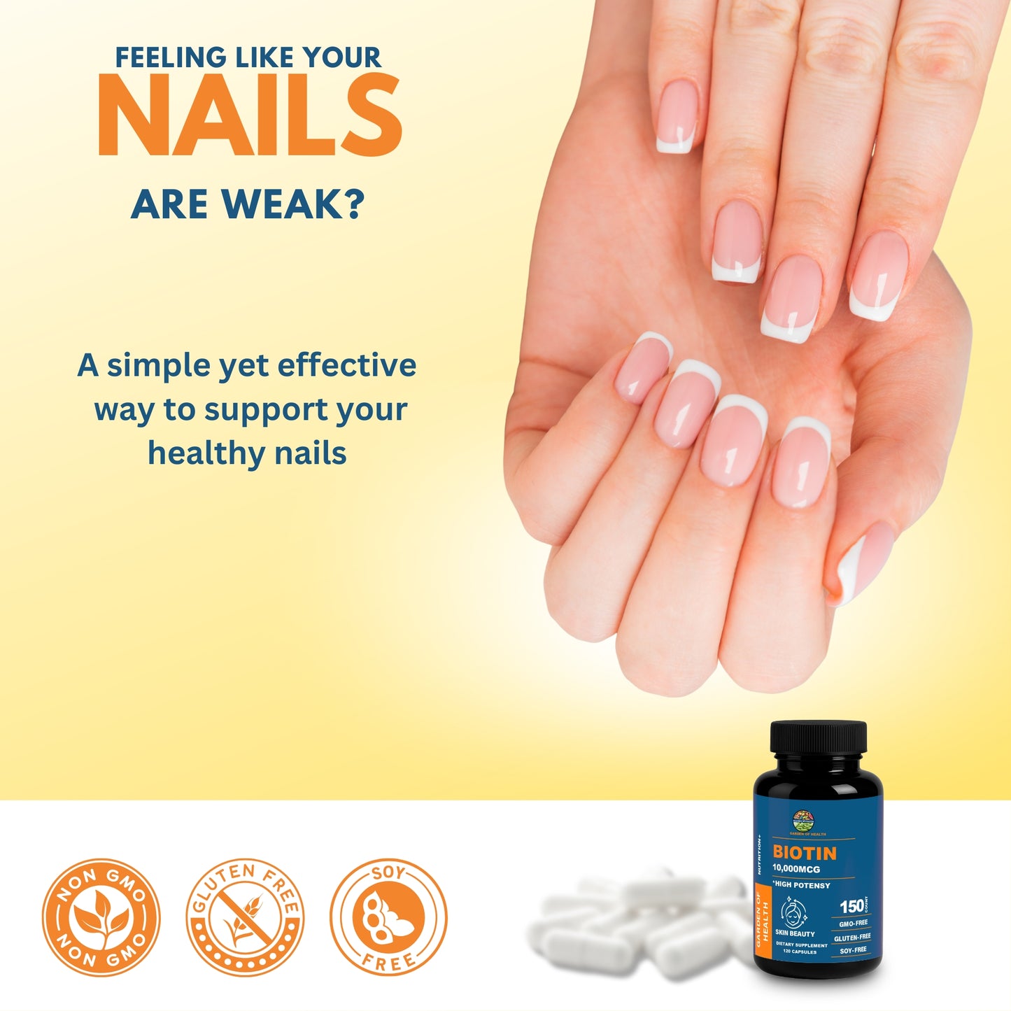 Garden of Health Biotin 10,000mcg – High Potency Hair, Skin & Nail Support (150 Count)