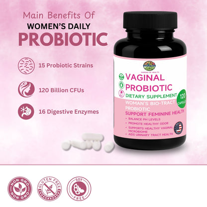 Vaginal Probiotic for Women – Feminine Health & pH Balance Support (120 Capsules)