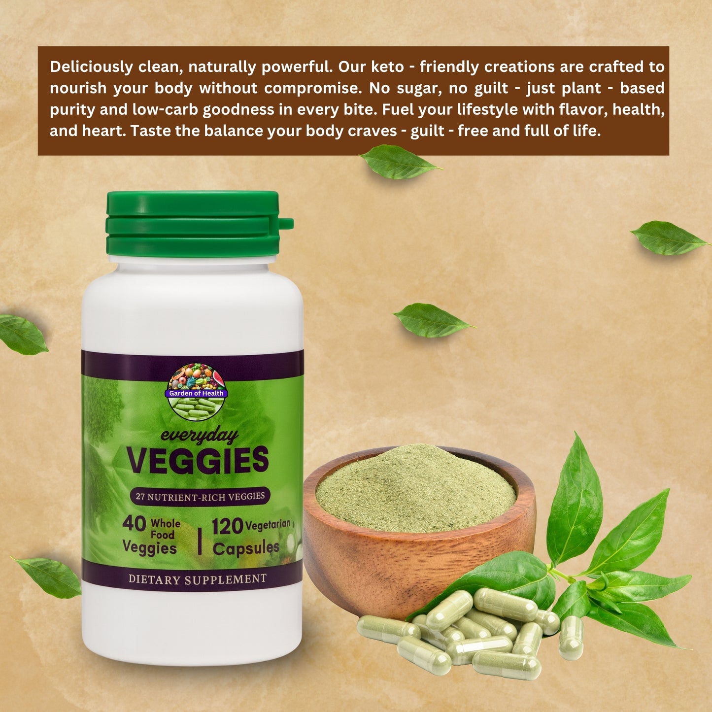 Everyday Fruits & Veggies Capsules – Whole Food Daily Nutrition Blend (120 Capsules Each)