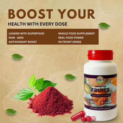 Everyday Fruits & Veggies Capsules – Whole Food Daily Nutrition Blend (120 Capsules Each)