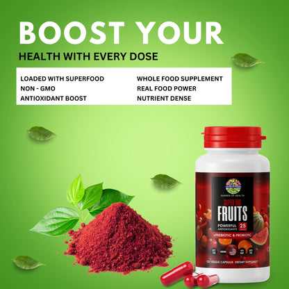 Superfood Fruits & Superfood Veggies Capsules – Antioxidant & Digestive Support Blend (120 Capsules Each)