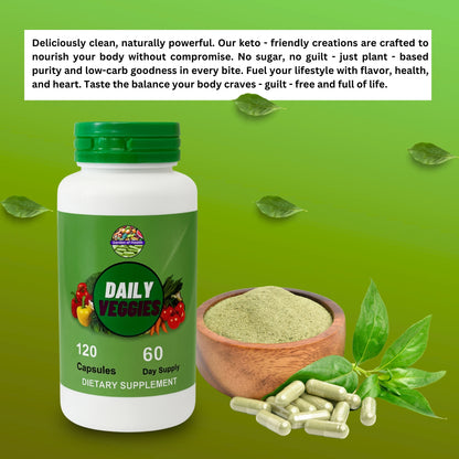 Daily Fruits & Daily Veggies Capsules – 60-Day Whole Food Nutrition Supply (120 Capsules Each)
