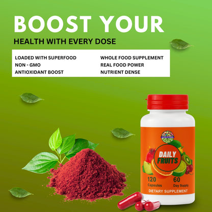 Daily Fruits & Daily Veggies Capsules – 60-Day Whole Food Nutrition Supply (120 Capsules Each)